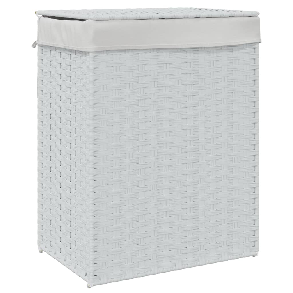 VidaXL Wäschekorb mit Deckel, 46 x 33 x 60 cm, Polyrattan, Weiß