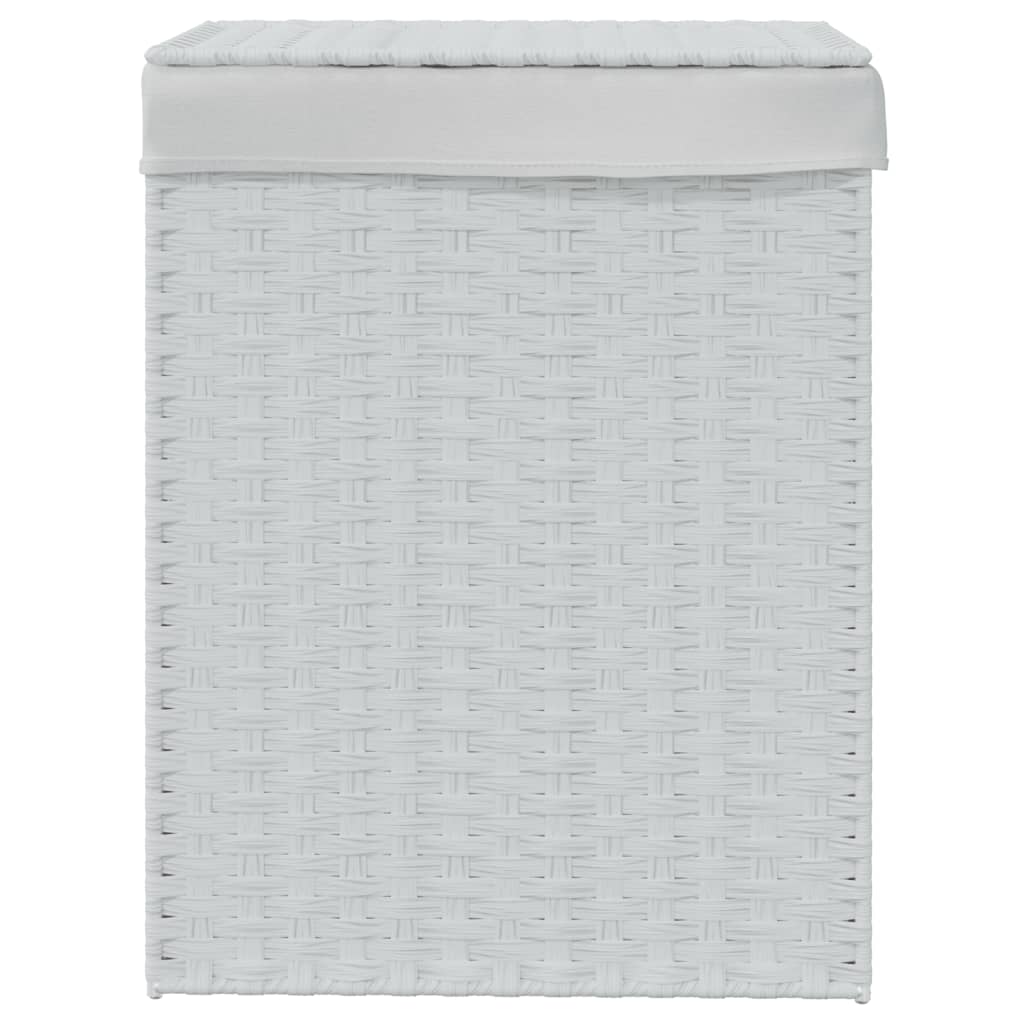 VidaXL Wäschekorb mit Deckel, 46 x 33 x 60 cm, Polyrattan, Weiß