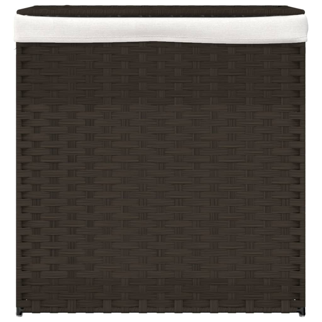 VidaXL Wäschekorb mit 2 Fächern, 53 x 35 x 57 cm, Polyrattan, Dunkelbraun