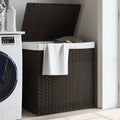 VidaXL Wäschekorb mit 2 Fächern, 53 x 35 x 57 cm, Polyrattan, Dunkelbraun