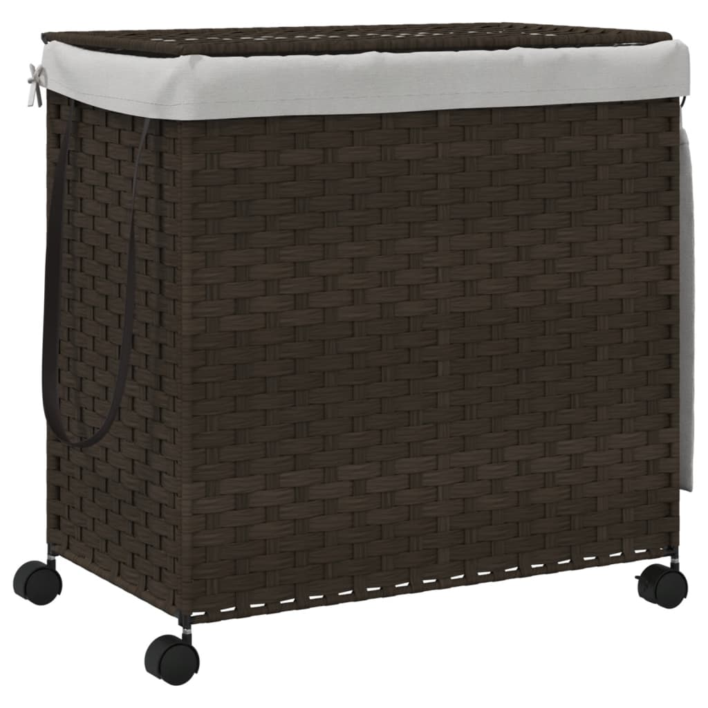 VidaXL Wäschekorb auf Rollen 60x35x60,5 cm Rattan Dunkelbraun