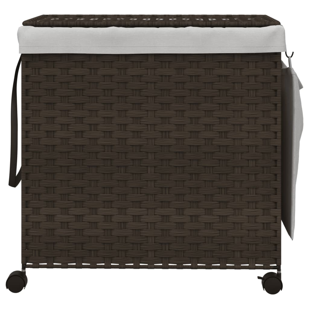 VidaXL Wäschekorb auf Rollen 60x35x60,5 cm Rattan Dunkelbraun