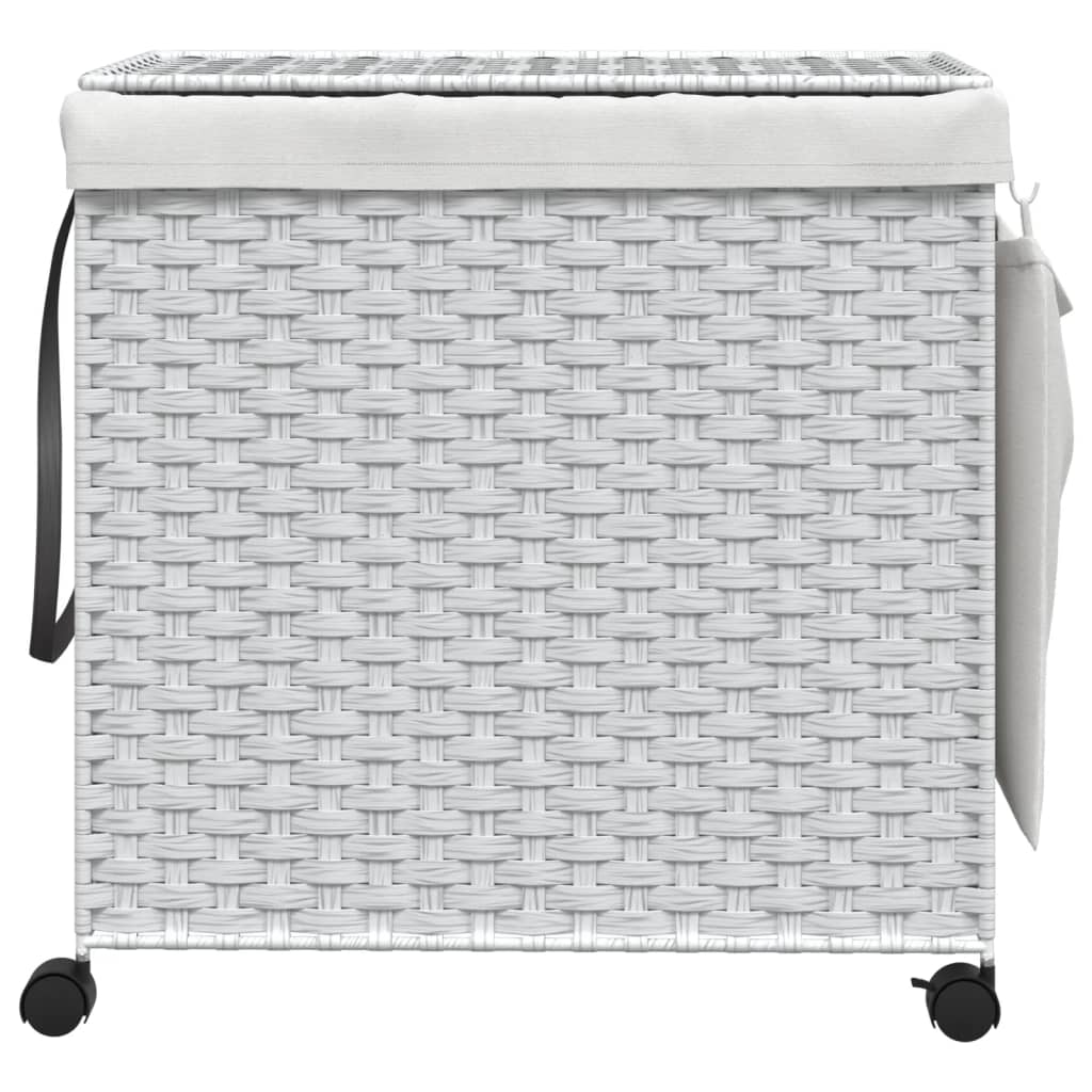 VidaXL Wäschekorb auf Rollen, 60 x 35 x 60,5 cm, Rattan, Weiß