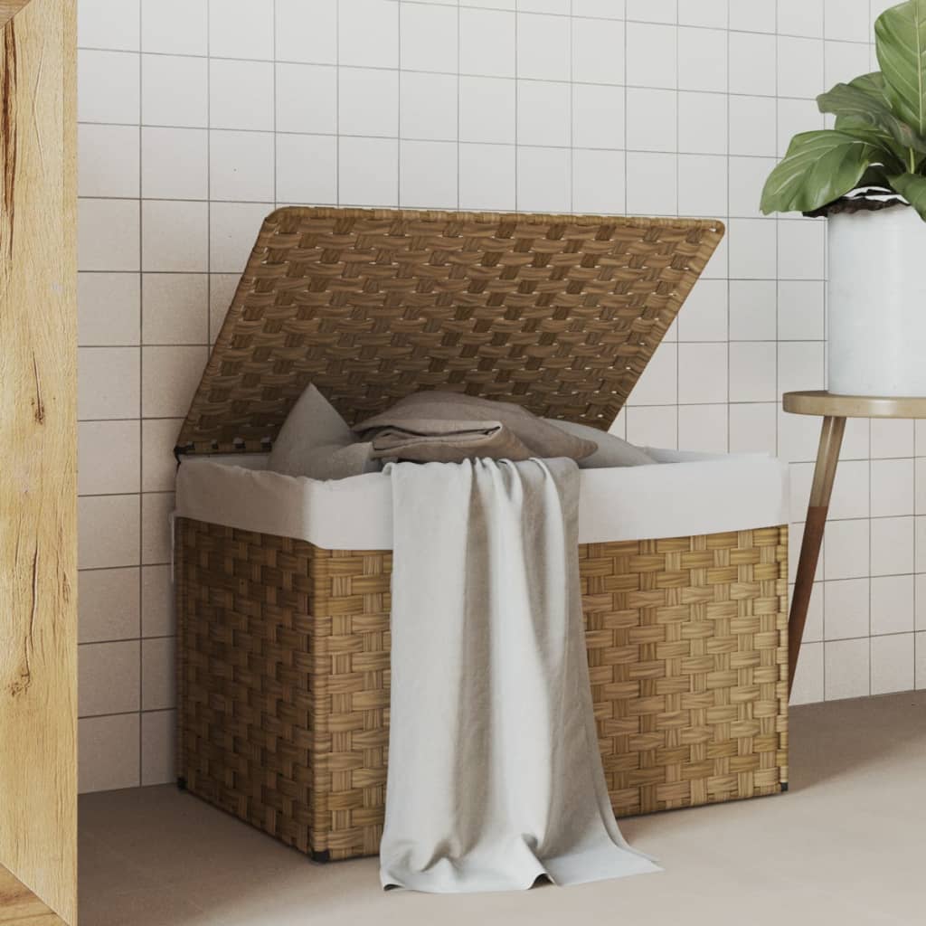 VidaXL Wäschekorb mit Deckel, 55,5 x 35 x 34 cm, Polyrattan