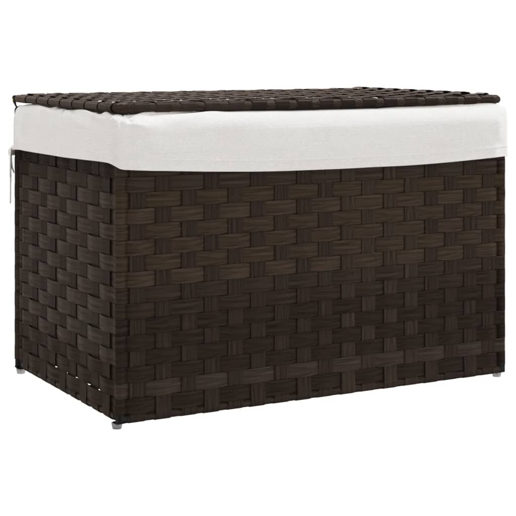 VidaXL Wäschekorb mit Deckel, 55,5 x 35 x 34 cm, Polyrattan, Dunkelbraun