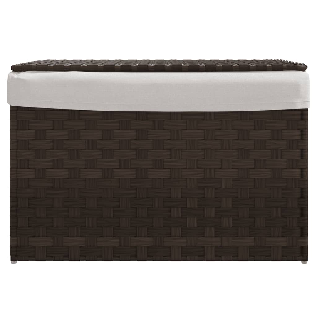 VidaXL Wäschekorb mit Deckel, 55,5 x 35 x 34 cm, Polyrattan, Dunkelbraun