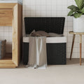 VidaXL Wäschekorb mit Deckel, 55,5 x 35 x 34 cm, Polyrattan, Schwarz