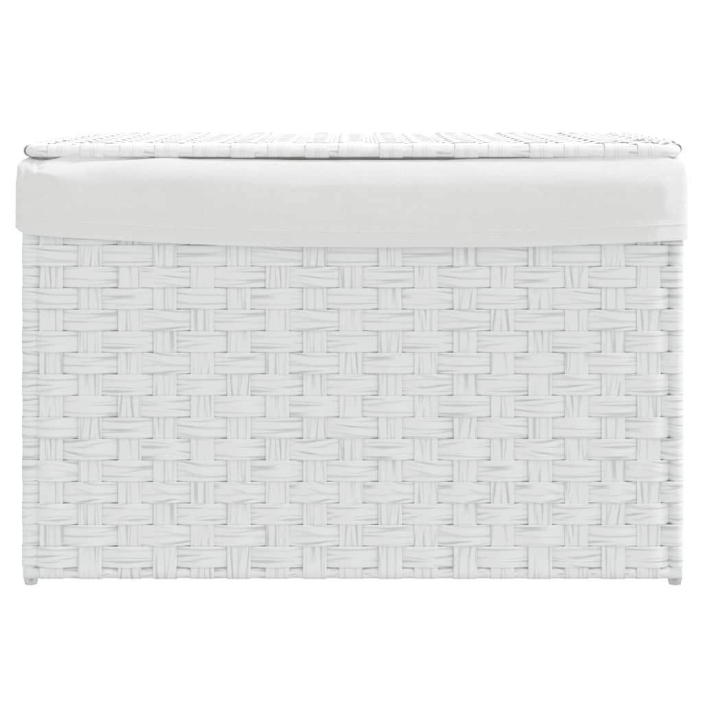 VidaXL Wäschekorb mit Deckel, 55,5 x 35 x 34 cm, Polyrattan, Weiß