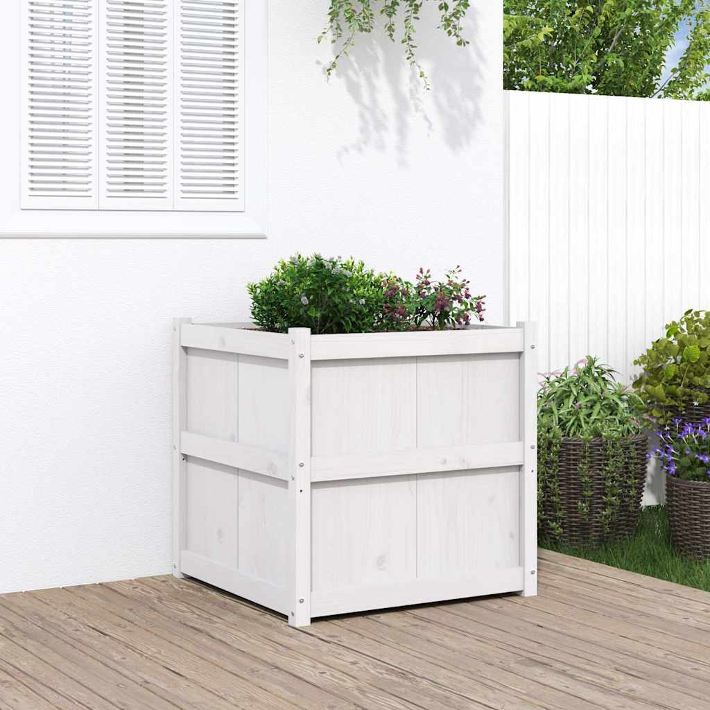 Vidaxl plantenbak 70x70x70 cm massief grenenhout wit