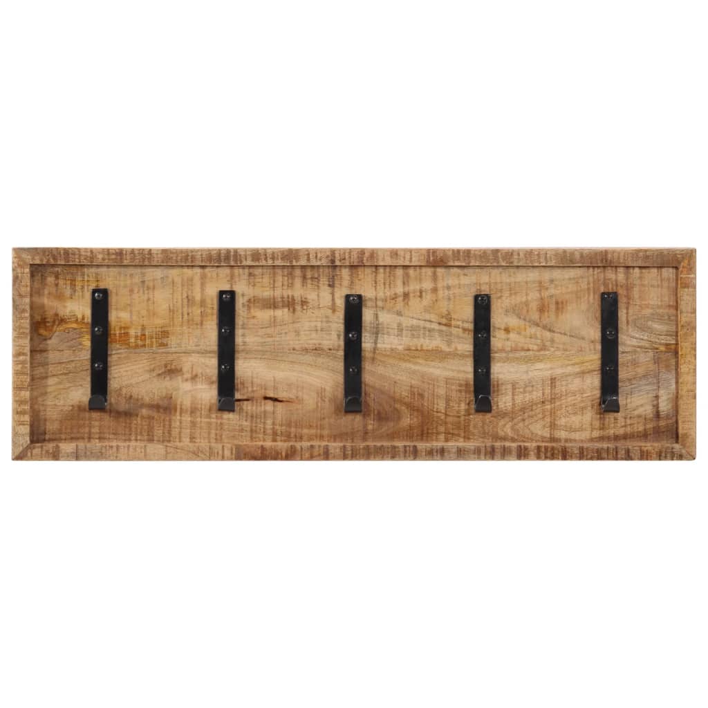 VidaXL Wandgarderobe mit 5 Haken aus massivem Mangoholz