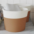 VidaXL Aufbewahrungskörbe, 2 Stück, ø 24 x 18 cm, Baumwolle, braun und weiß