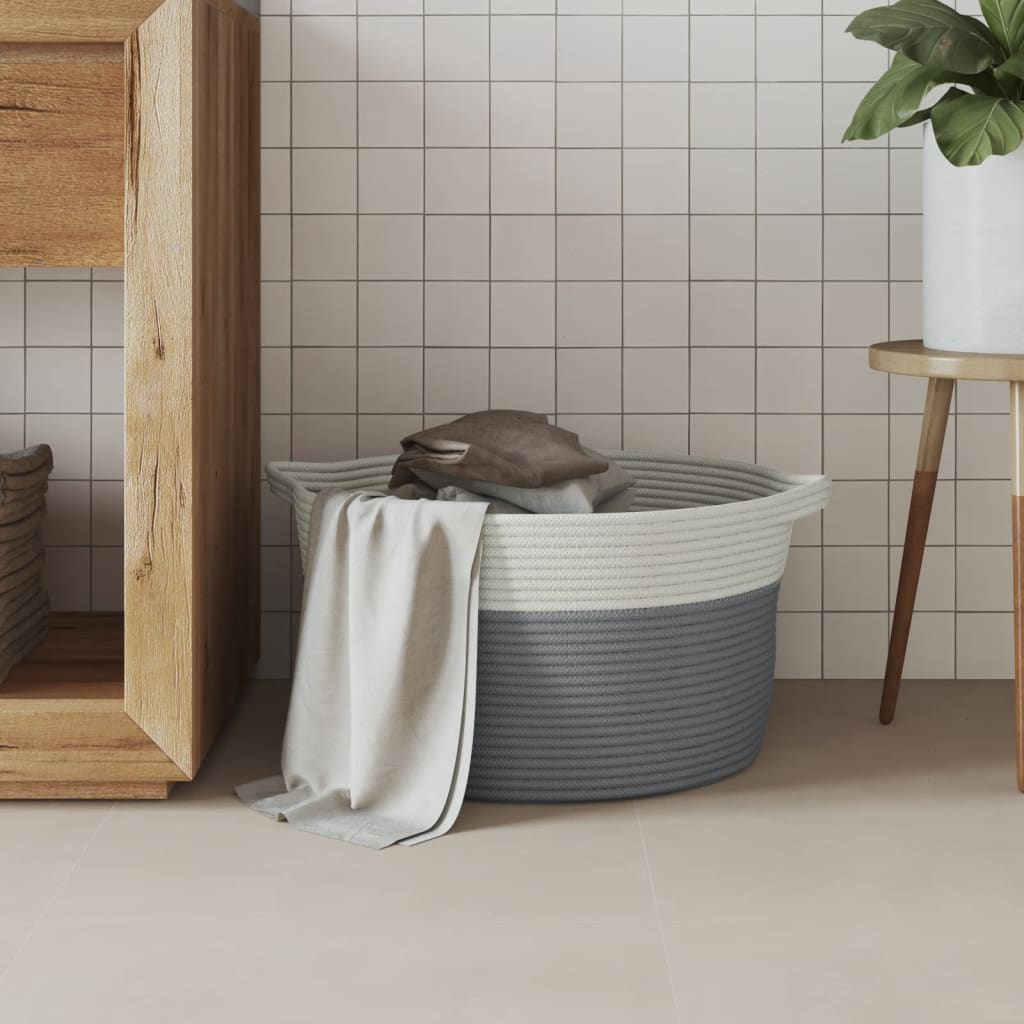 VidaXL Aufbewahrungskorb ø 40x25 cm Baumwolle Grau und Weiß