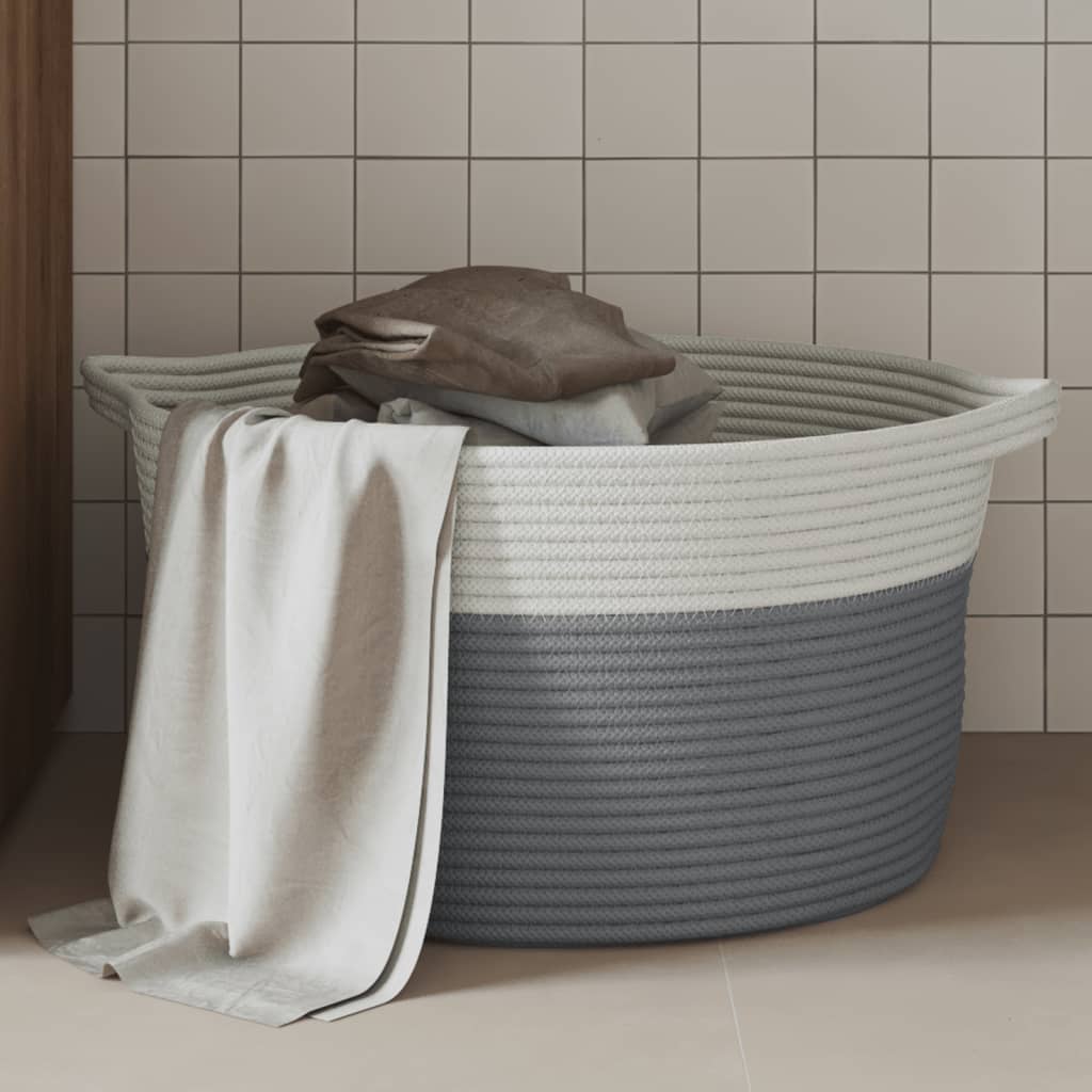 VidaXL Aufbewahrungskorb ø 40x25 cm Baumwolle Grau und Weiß