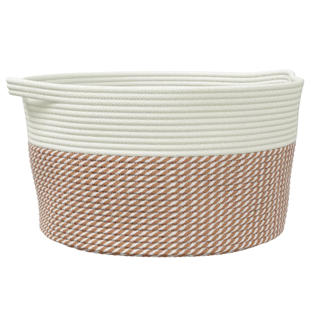 VidaXL Aufbewahrungskorb ø 40x25 cm Baumwolle Braun und Weiß