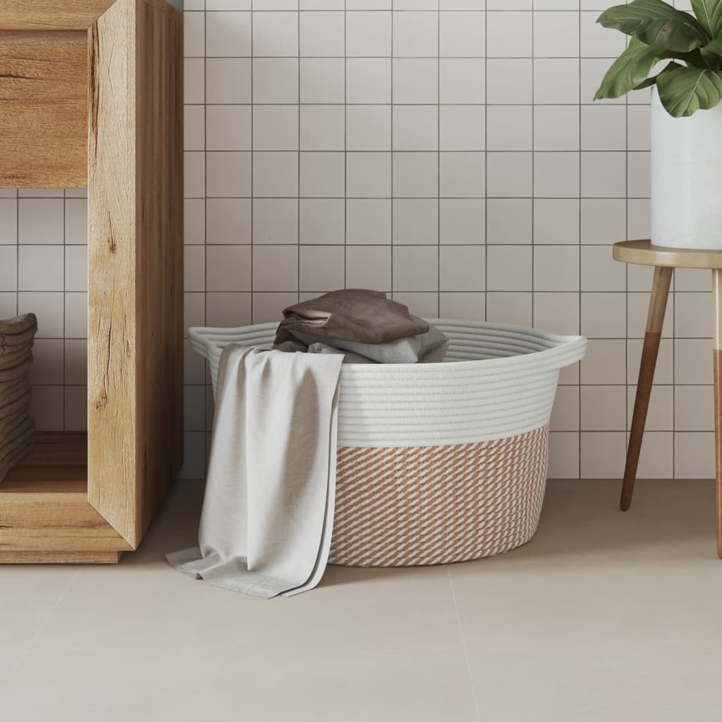 VidaXL Aufbewahrungskorb ø 40x25 cm Baumwolle Braun und Weiß