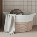 VidaXL Aufbewahrungskorb ø 40x25 cm Baumwolle Braun und Weiß