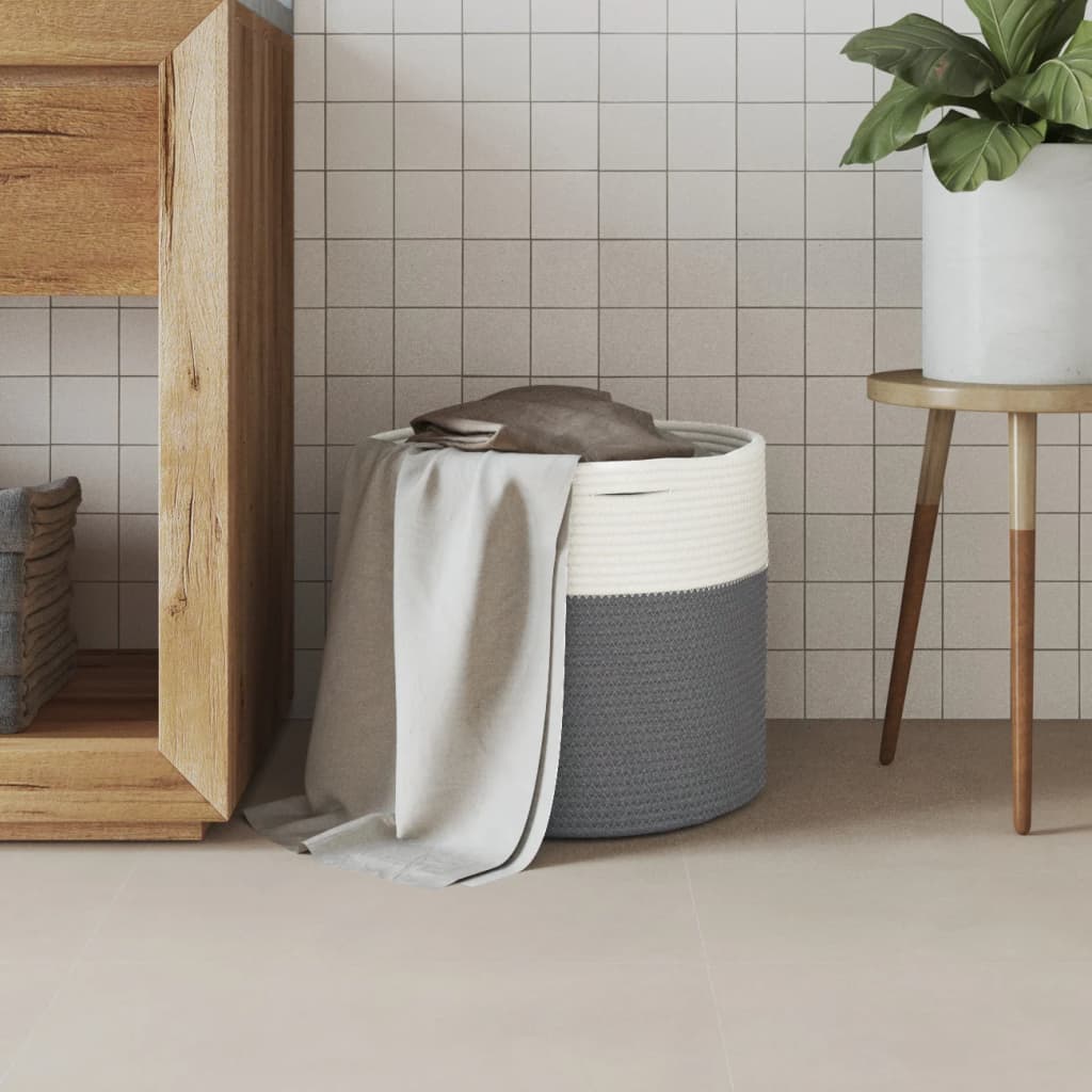 VidaXL Aufbewahrungskorb ø 40x35 cm Baumwolle Grau und Weiß