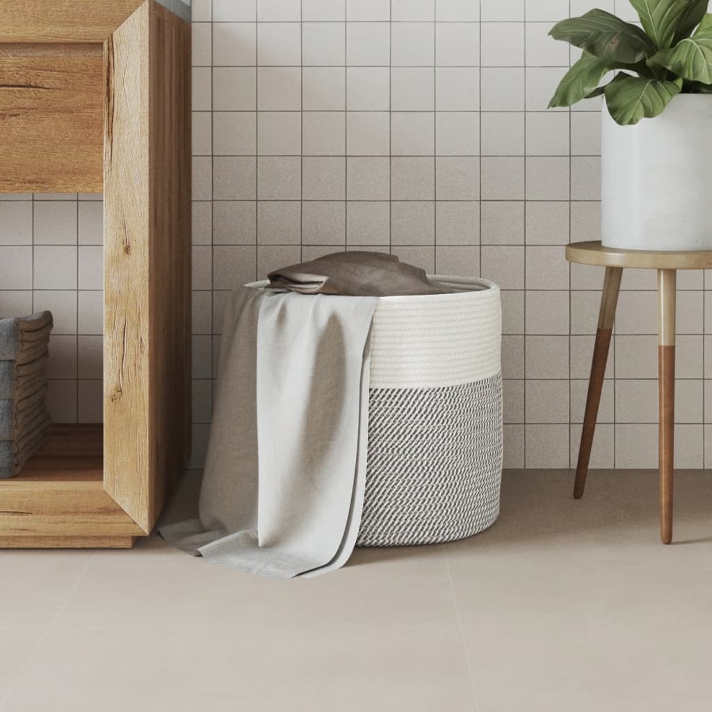 VidaXL Aufbewahrungskorb ø 40x35 cm Baumwolle Grau und Weiß