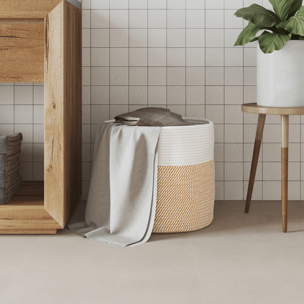 VidaXL Aufbewahrungskorb ø 40x35 cm Baumwolle Braun und Weiß