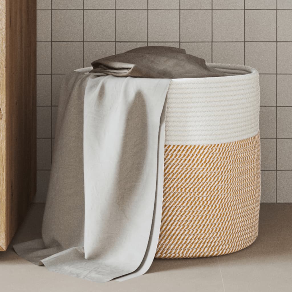 VidaXL Aufbewahrungskorb ø 40x35 cm Baumwolle Braun und Weiß