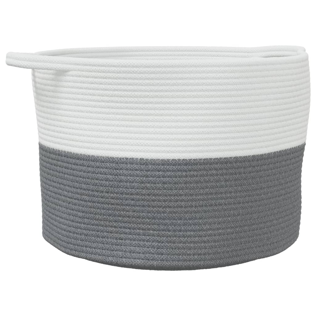 VidaXL Wäschekorb ø 55x36 cm Baumwolle Grau und Weiß