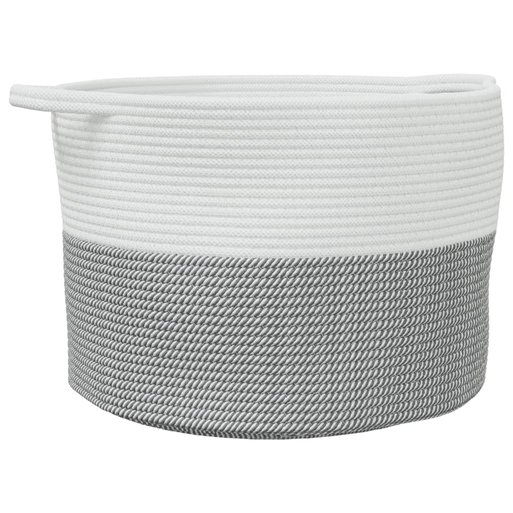VidaXL Wäschekorb ø 55x36 cm Baumwolle Grau und Weiß