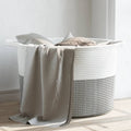 VidaXL Wäschekorb ø 55x36 cm Baumwolle Grau und Weiß