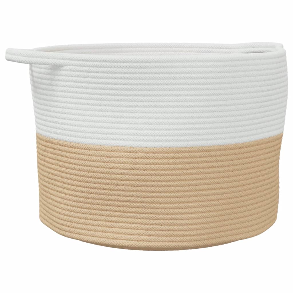 VidaXL Wäschekorb ø 55x36 cm Baumwolle Beige und Weiß