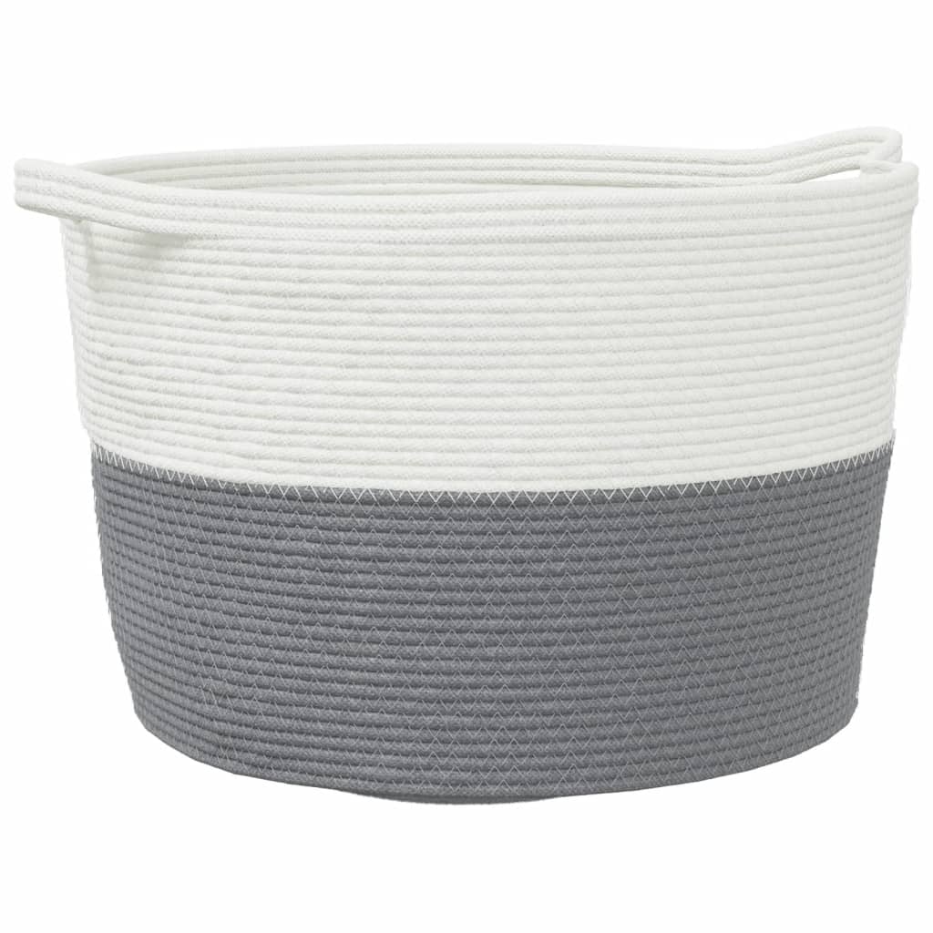 VidaXL Wäschekorb ø 60x36 cm Baumwolle Grau und Weiß