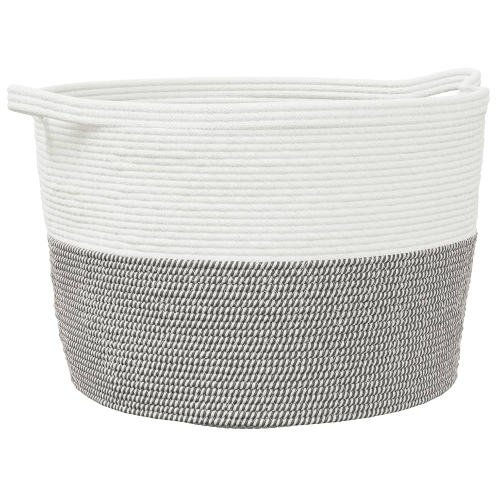 VidaXL Wäschekorb ø 60x36 cm Baumwolle Grau und Weiß