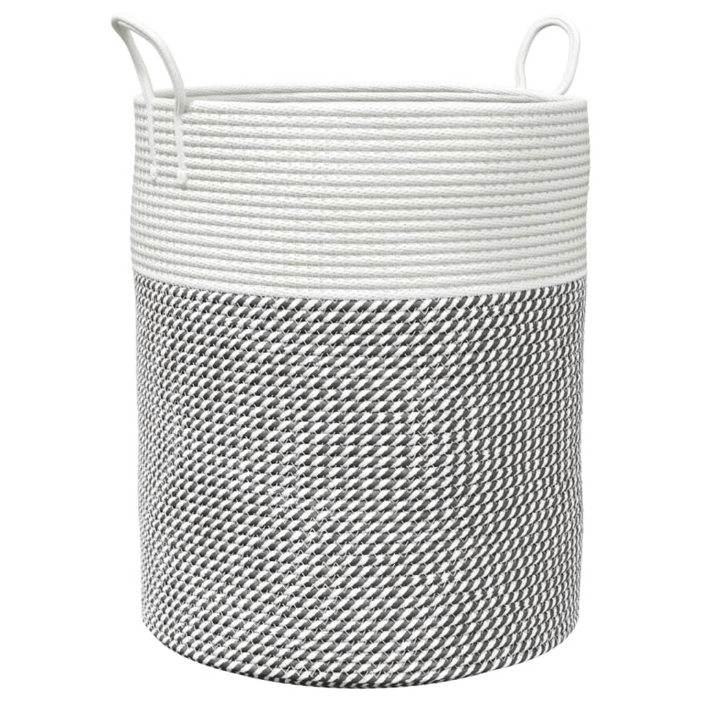 VidaXL Aufbewahrungskorb ø 38x46 cm Baumwolle Grau und Weiß