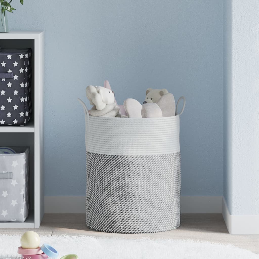 VidaXL Aufbewahrungskorb ø 38x46 cm Baumwolle Grau und Weiß