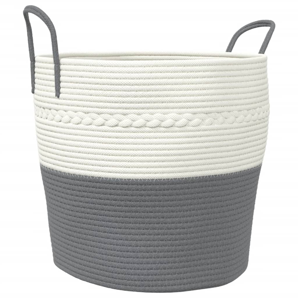 VidaXL Aufbewahrungskorb ø 43x38 cm Baumwolle Grau und Weiß