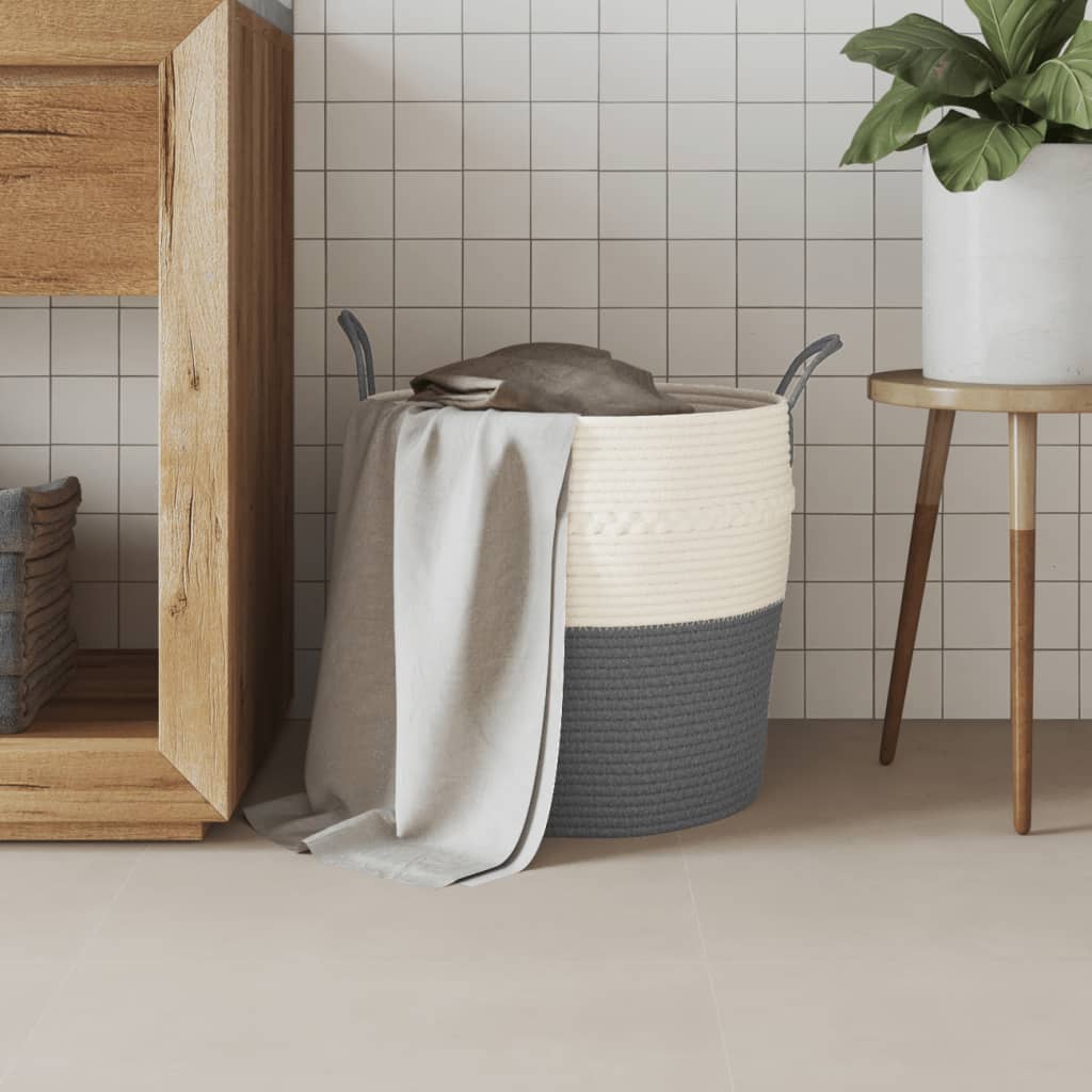 VidaXL Aufbewahrungskorb ø 43x38 cm Baumwolle Grau und Weiß