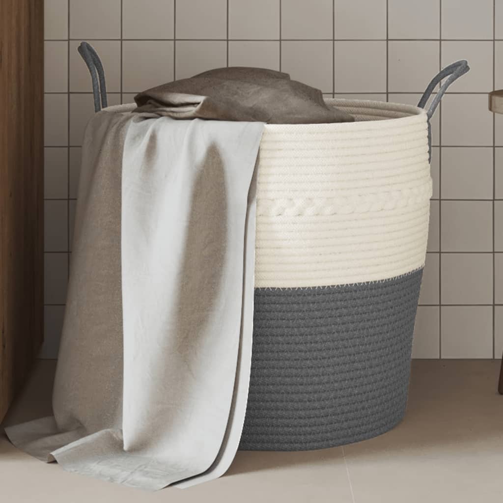 VidaXL Aufbewahrungskorb ø 43x38 cm Baumwolle Grau und Weiß