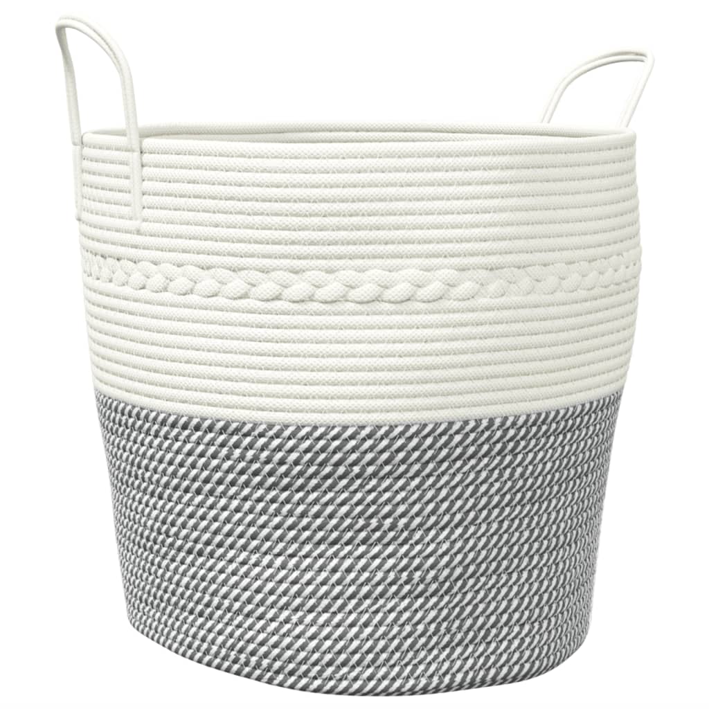 VidaXL Aufbewahrungskorb ø 43x38 cm Baumwolle Grau und Weiß