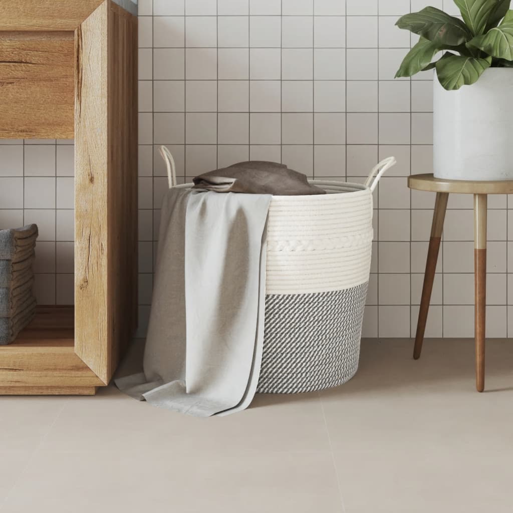 VidaXL Aufbewahrungskorb ø 43x38 cm Baumwolle Grau und Weiß