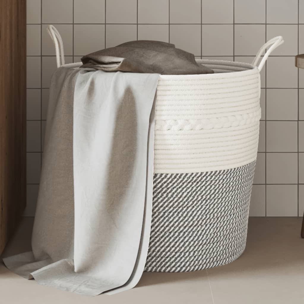 VidaXL Aufbewahrungskorb ø 43x38 cm Baumwolle Grau und Weiß