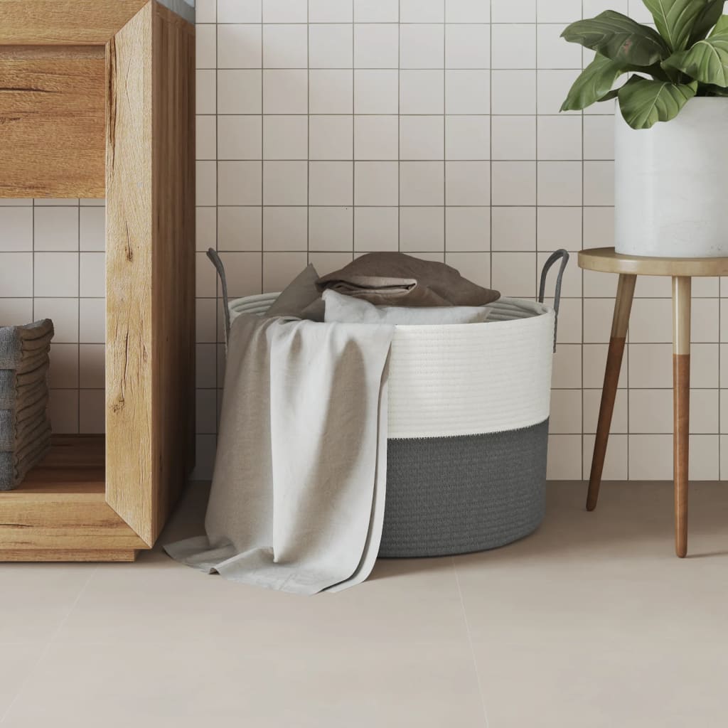 VidaXL Aufbewahrungskorb ø 51x33 cm Baumwolle Grau und Weiß