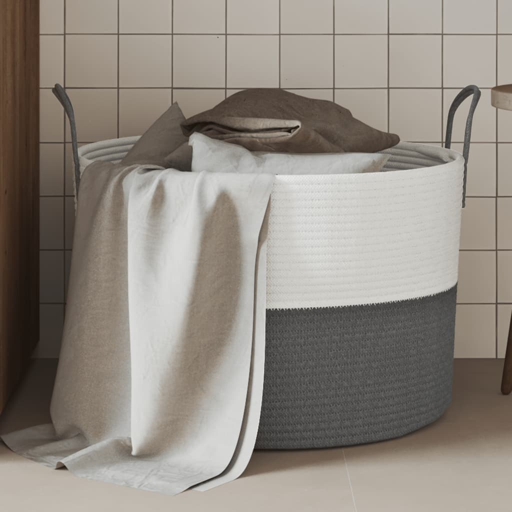 VidaXL Aufbewahrungskorb ø 51x33 cm Baumwolle Grau und Weiß