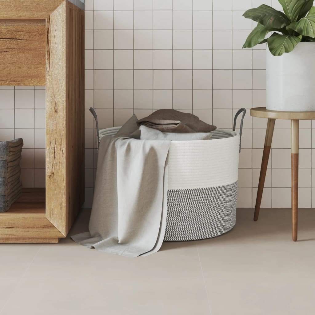 VidaXL Aufbewahrungskorb ø 51x33 cm Baumwolle Grau und Weiß