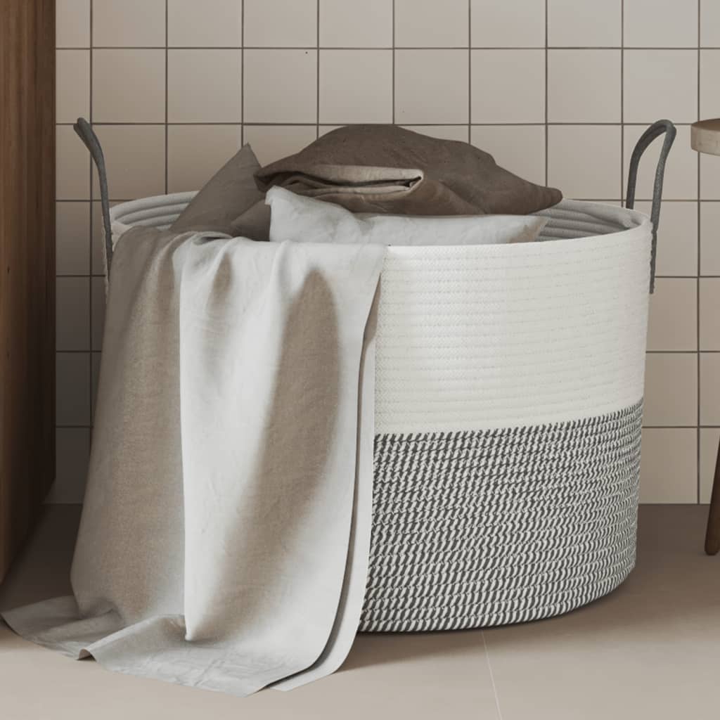 VidaXL Aufbewahrungskorb ø 51x33 cm Baumwolle Grau und Weiß