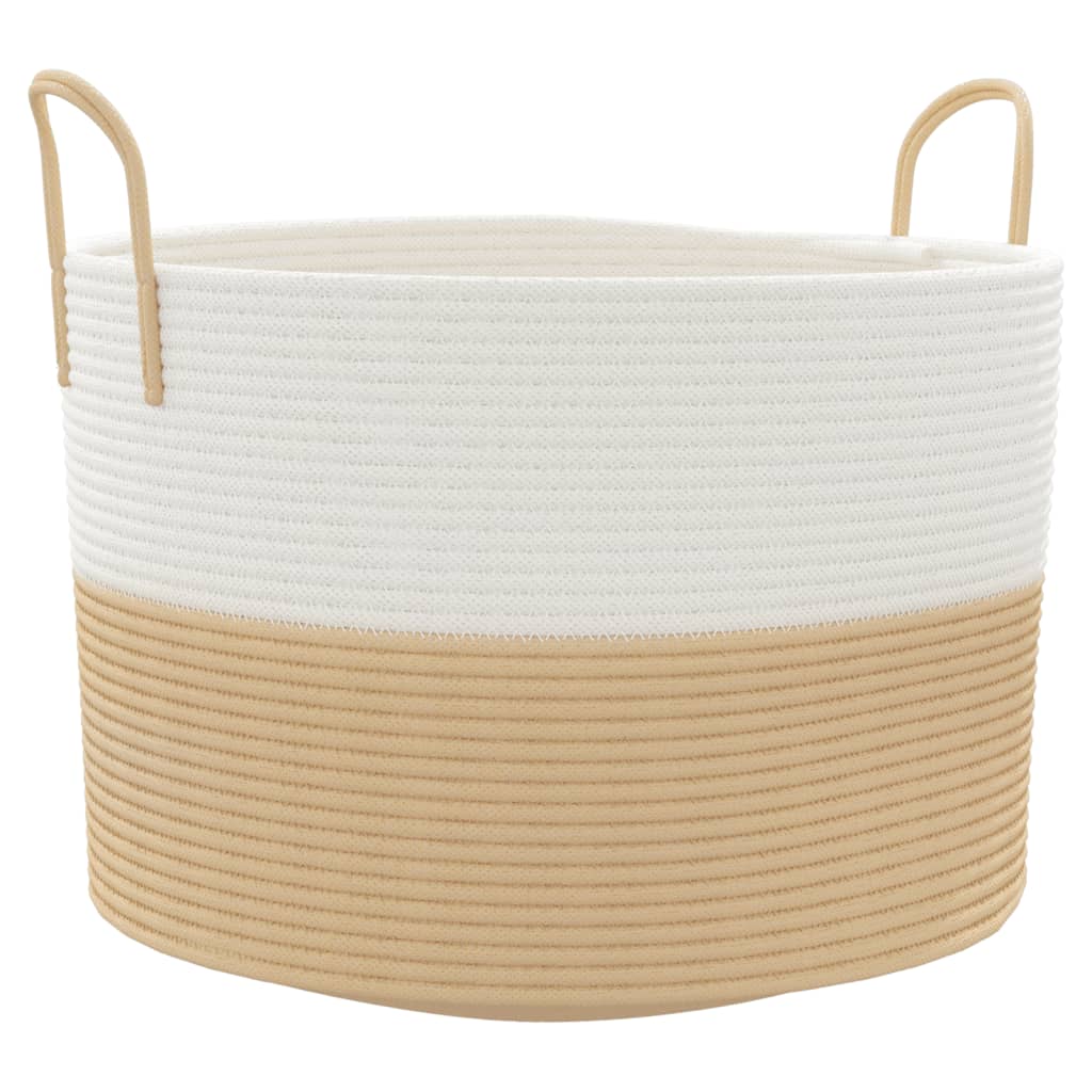 VidaXL Aufbewahrungskorb ø 51x33 cm Baumwolle beige und weiß