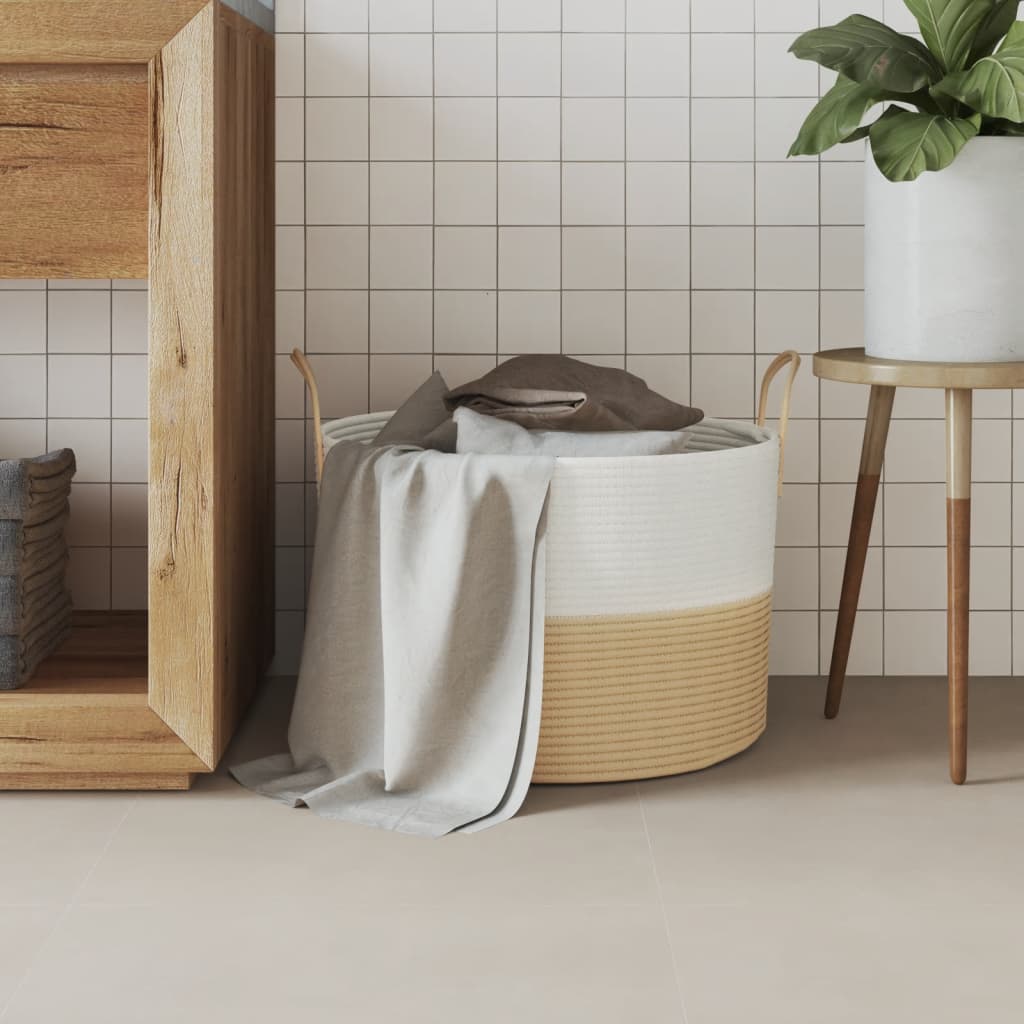 VidaXL Aufbewahrungskorb ø 51x33 cm Baumwolle beige und weiß