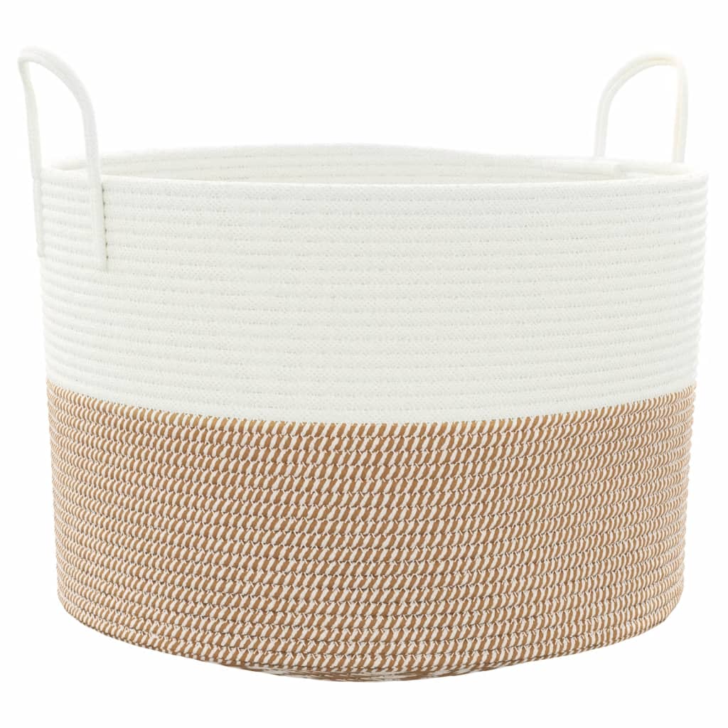 VidaXL Aufbewahrungskorb ø 51x33 cm Baumwolle Braun und Weiß