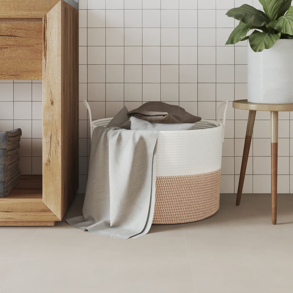 VidaXL Aufbewahrungskorb ø 51x33 cm Baumwolle Braun und Weiß