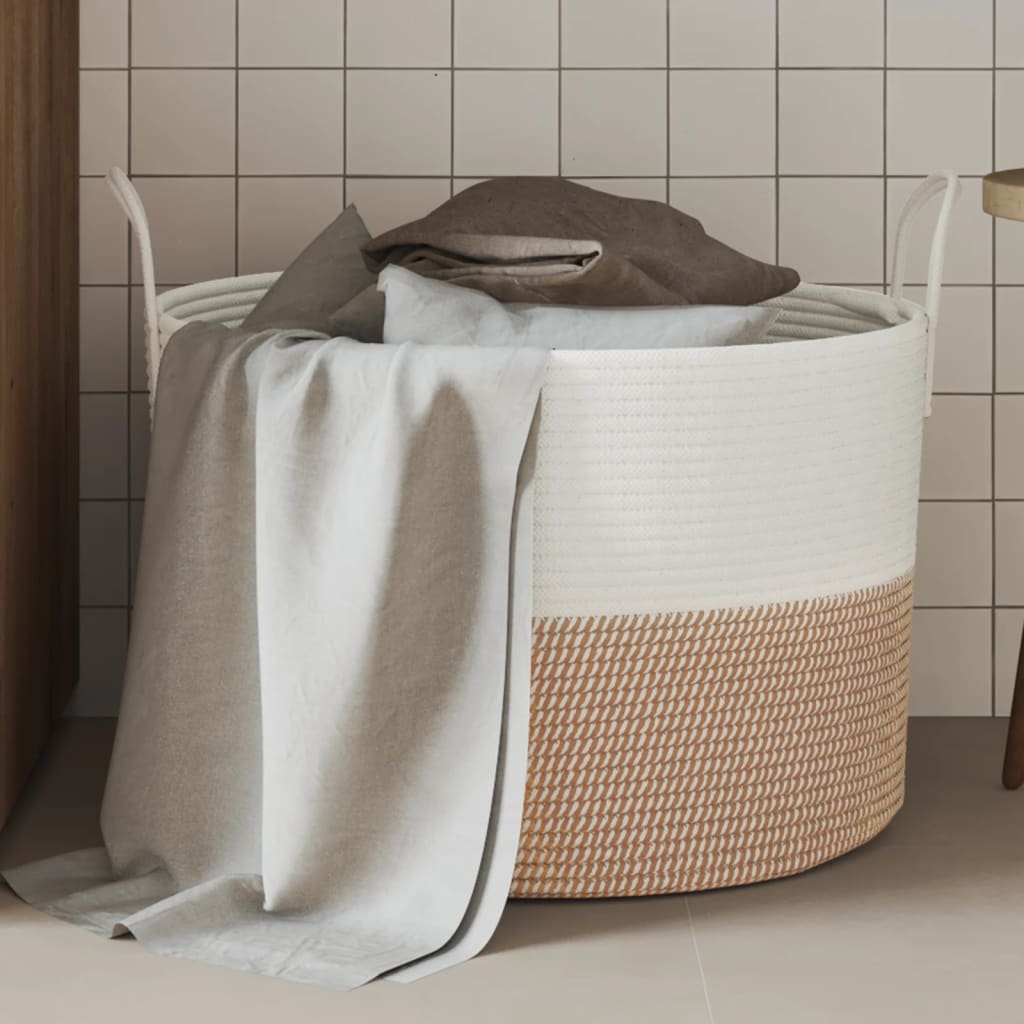 VidaXL Aufbewahrungskorb ø 51x33 cm Baumwolle Braun und Weiß