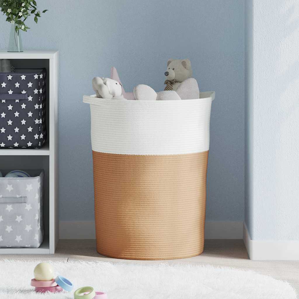 VidaXL Aufbewahrungskorb ø 49x65 cm Baumwolle Braun und Weiß