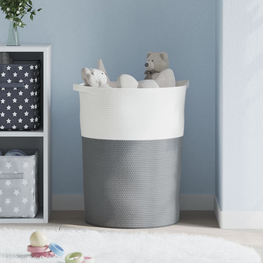 VidaXL Aufbewahrungskorb ø 49x65 cm Baumwolle Grau und Weiß