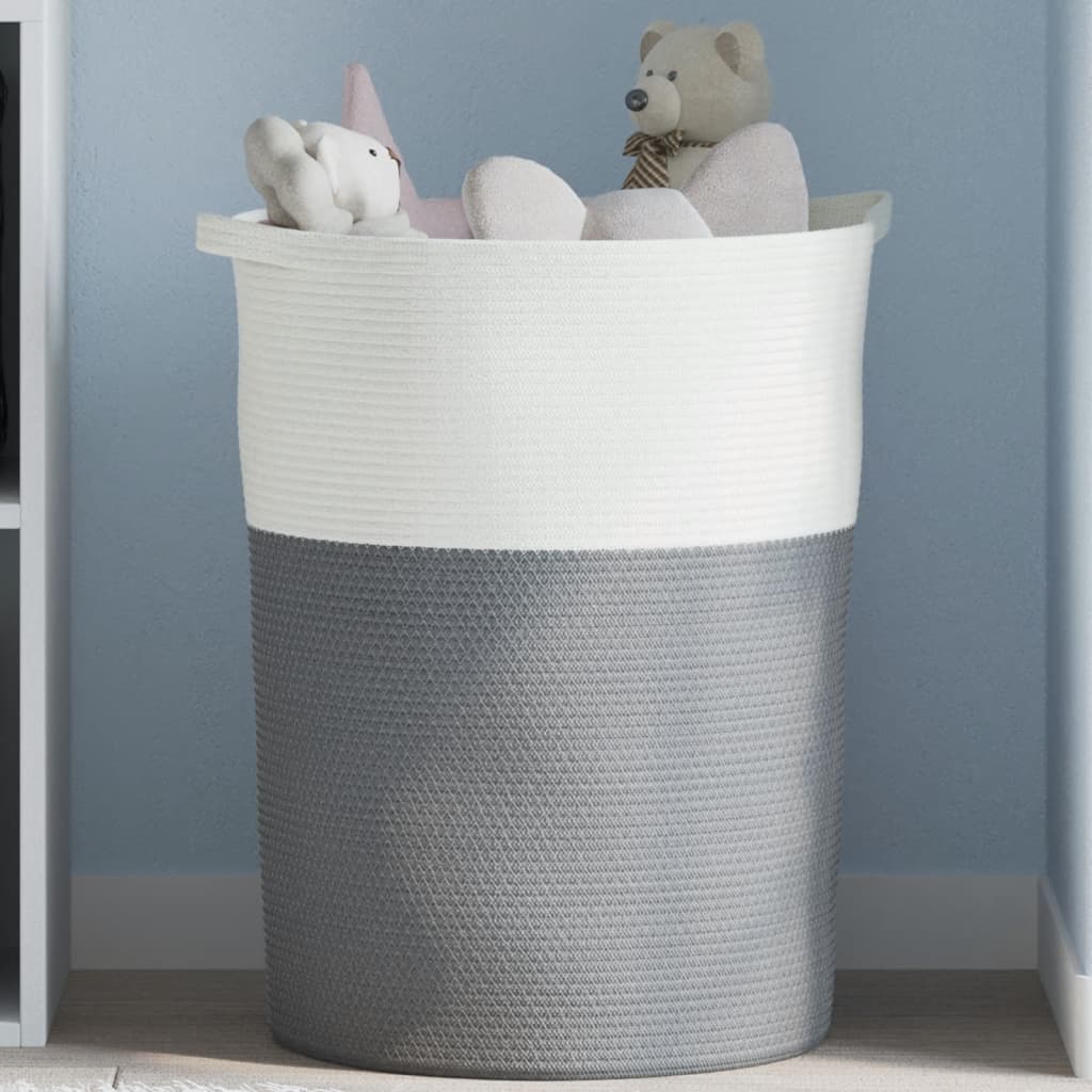 VidaXL Aufbewahrungskorb ø 49x65 cm Baumwolle Grau und Weiß